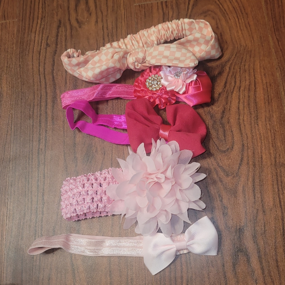 Pink 5 piece headband set for girls